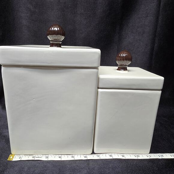 Home Essentials Danbury Collection White Ceramic Square Canister Set - Picture 11 of 16